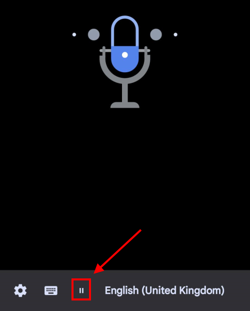 Tap the Hold button to pause Live Transcribe